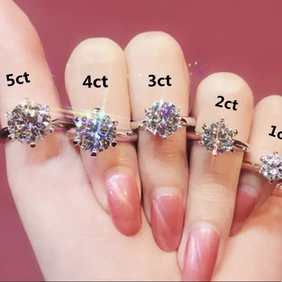 3.67Ct Round Cut Lab Diamond Silver Solitaire Ring - Picture 6 of 17